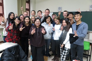 JU and National Taipei University student pose for a photo following their joint class in Taiwan.