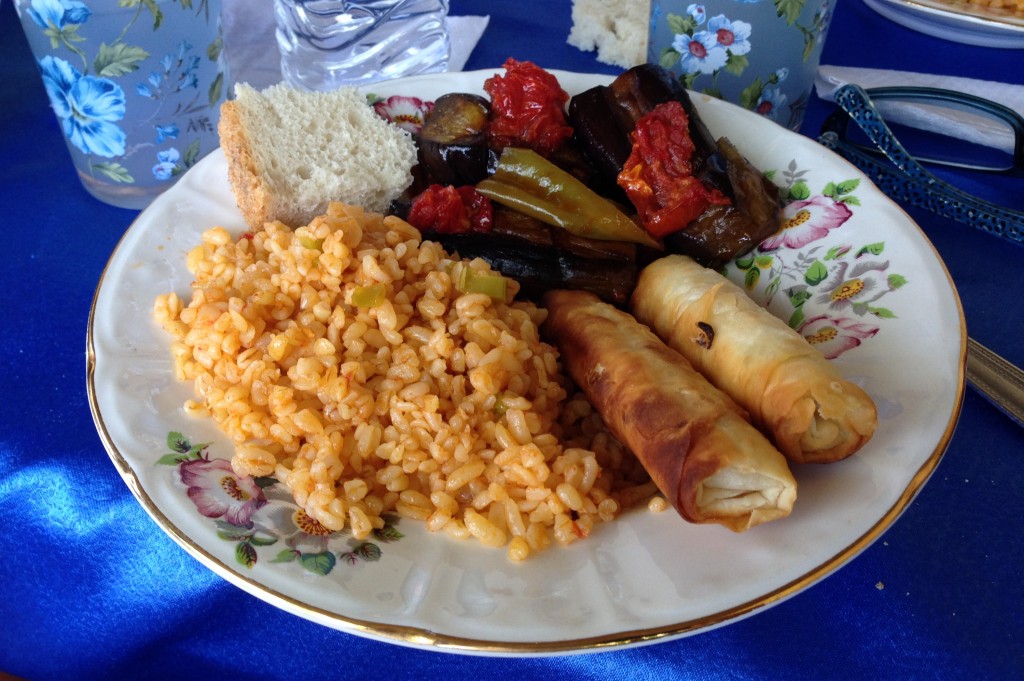 Lunch prepared by Emel Sağlam for JU’s Dennis Stouse and fellow travelers in her home near Izmir, Turkey.