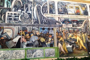Artist Diego Rivera's spectacular 27-panel mural at the Detroit Institute of Arts.